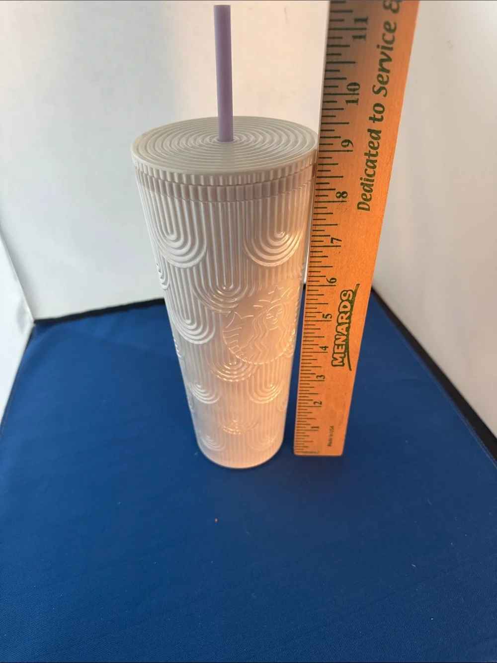 Starbucks Pink Textured Ceramic Tumbler with lavender Straw